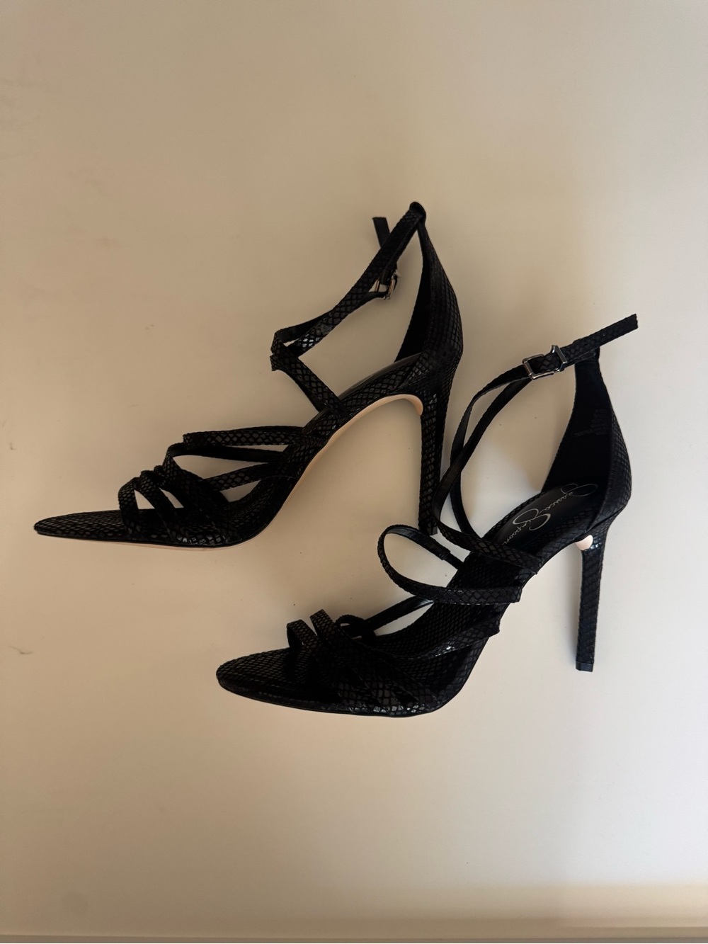 NWOT Jessica Simpson Black Strappy Stiletto Sandals - Picture 5 of 6